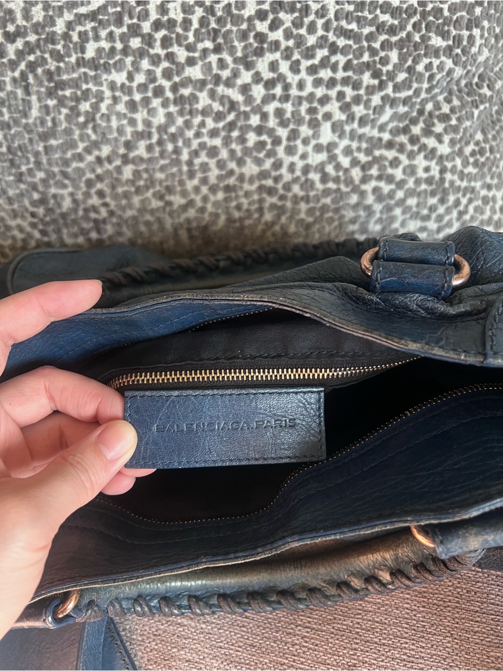 Balenciaga Vintage Le City Velo Navy Blue Leather Satchel Bag - Picture 7 of 13